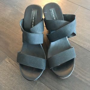 Steven Black Wedge Sandals